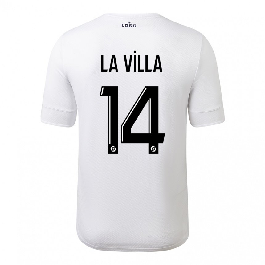 Mujer Camiseta Caroline La Villa #14 Carmesí Blanco 2ª Equipación 2022/23 La Camisa
