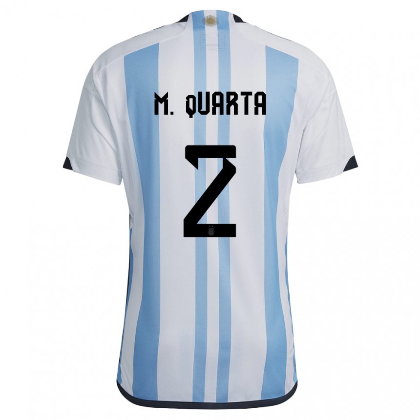 Niño Camiseta Argentina Lucas Martinez Quarta #2 Blanco Cielo Azul 1ª Equipación 22-24 La Camisa