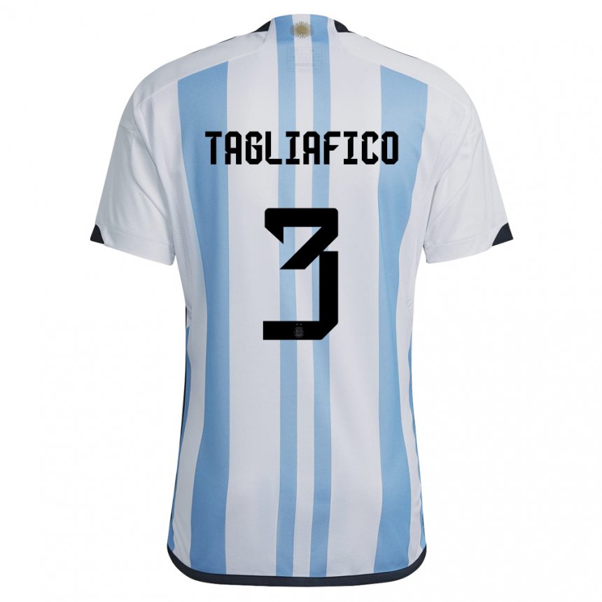 Niño Camiseta Argentina Nicolas Tagliafico #3 Blanco Cielo Azul 1ª Equipación 22-24 La Camisa