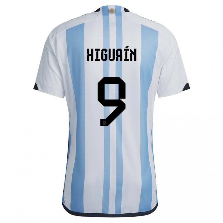 Niño Camiseta Argentina Gonzalo Higuain #9 Blanco Cielo Azul 1ª Equipación 22-24 La Camisa