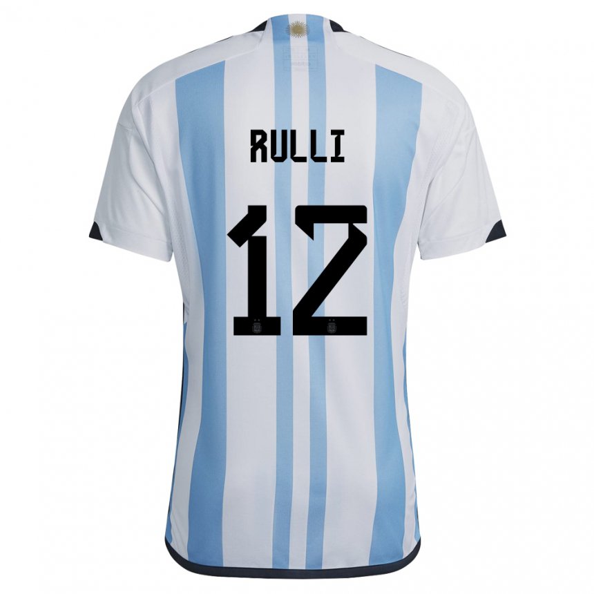 Niño Camiseta Argentina Geronimo Rulli #12 Blanco Cielo Azul 1ª Equipación 22-24 La Camisa