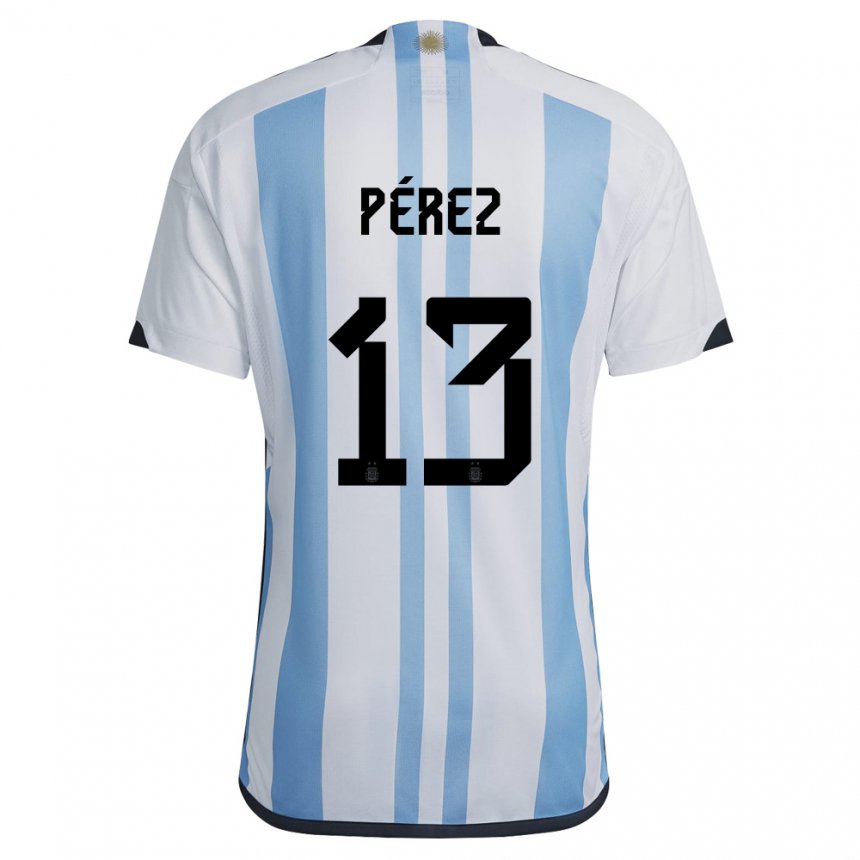 Niño Camiseta Argentina Nehuen Perez #13 Blanco Cielo Azul 1ª Equipación 22-24 La Camisa