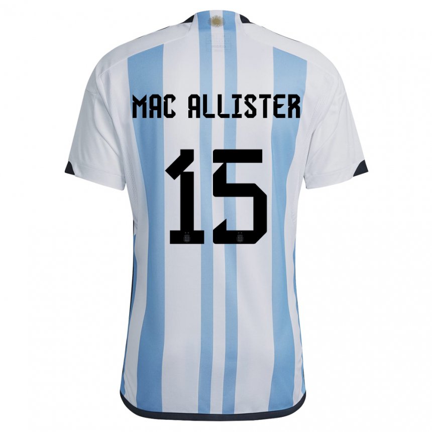 Niño Camiseta Argentina Alexis Mac Allister #15 Blanco Cielo Azul 1ª Equipación 22-24 La Camisa