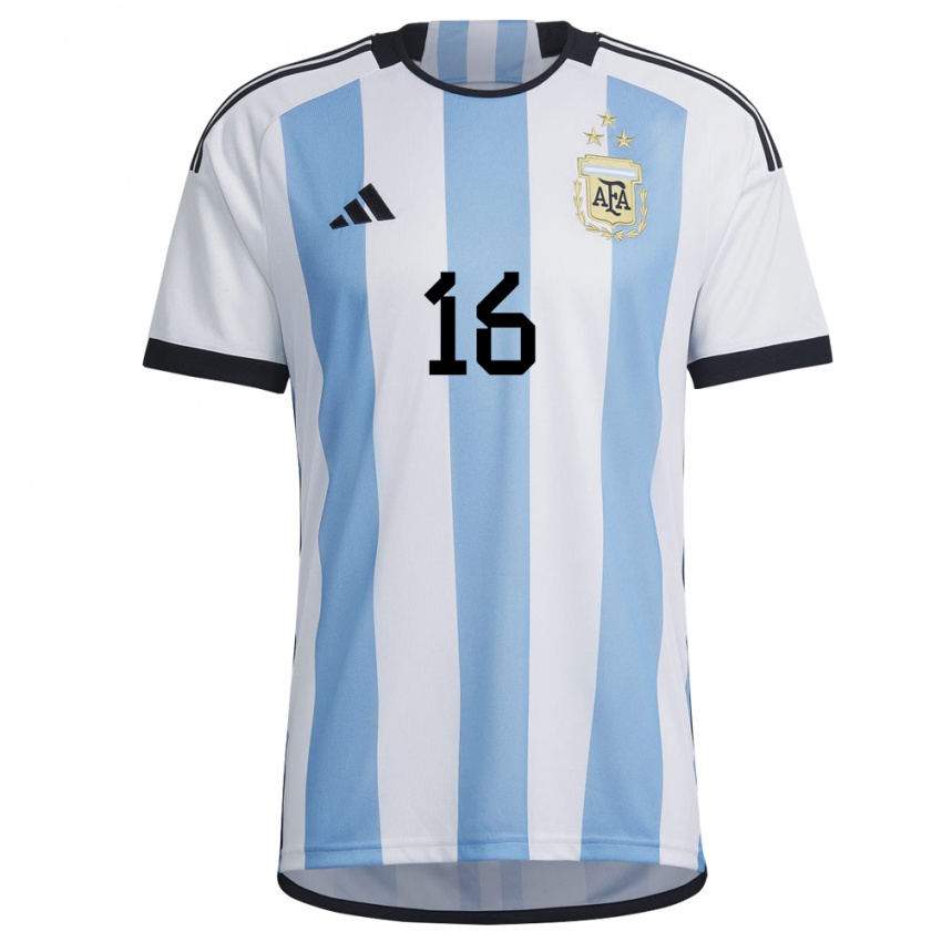 Niño Camiseta Argentina Angel Correa #16 Blanco Cielo Azul 1ª Equipación 22-24 La Camisa