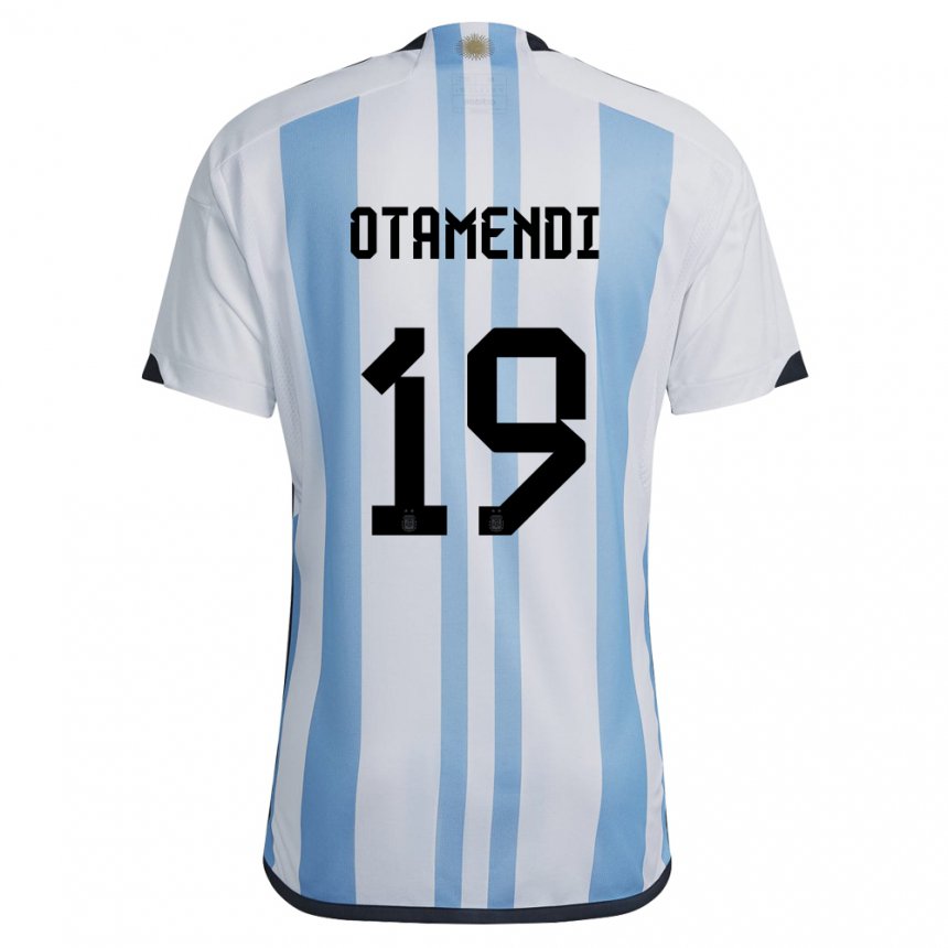 Niño Camiseta Argentina Nicolas Otamendi #19 Blanco Cielo Azul 1ª Equipación 22-24 La Camisa