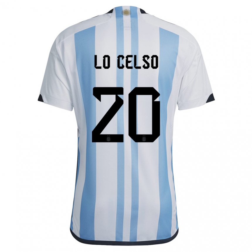 Niño Camiseta Argentina Giovani Lo Celso #20 Blanco Cielo Azul 1ª Equipación 22-24 La Camisa