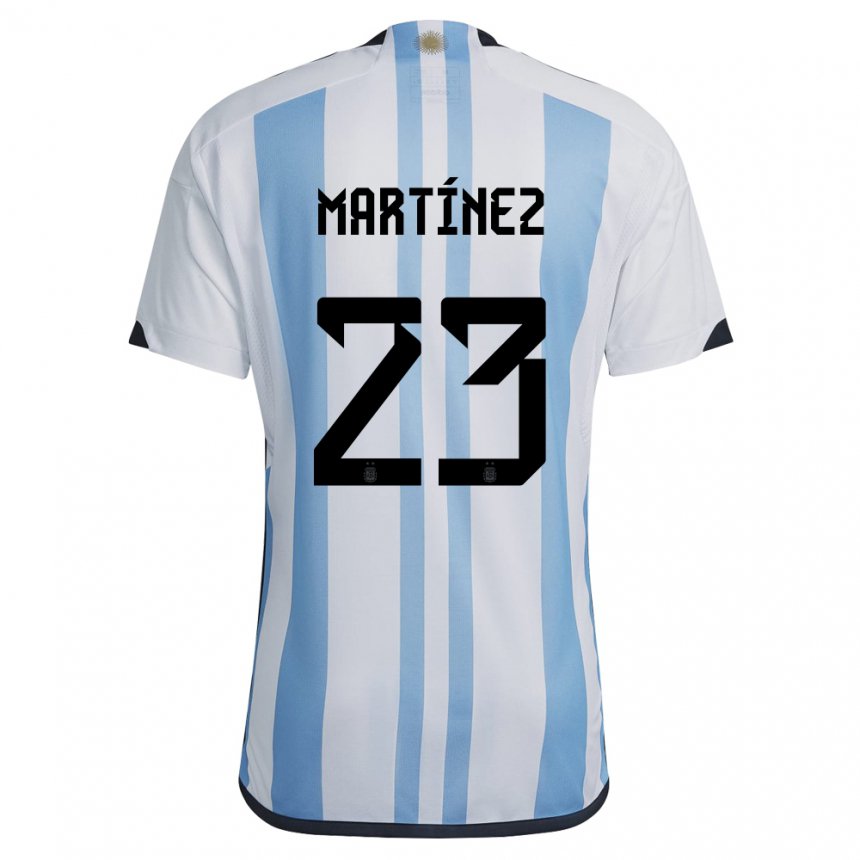 Niño Camiseta Argentina Emiliano Martinez #23 Blanco Cielo Azul 1ª Equipación 22-24 La Camisa