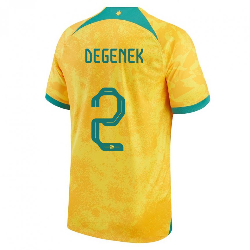 Niño Camiseta Australia Milos Degenek #2 Dorado 1ª Equipación 22-24 La Camisa