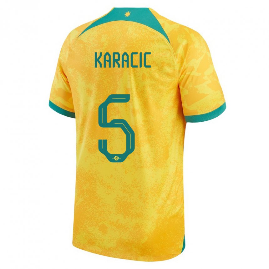 Niño Camiseta Australia Fran Karacic #5 Dorado 1ª Equipación 22-24 La Camisa