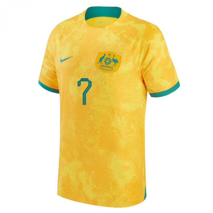 Niño Camiseta Australia Mathew Leckie #7 Dorado 1ª Equipación 22-24 La Camisa