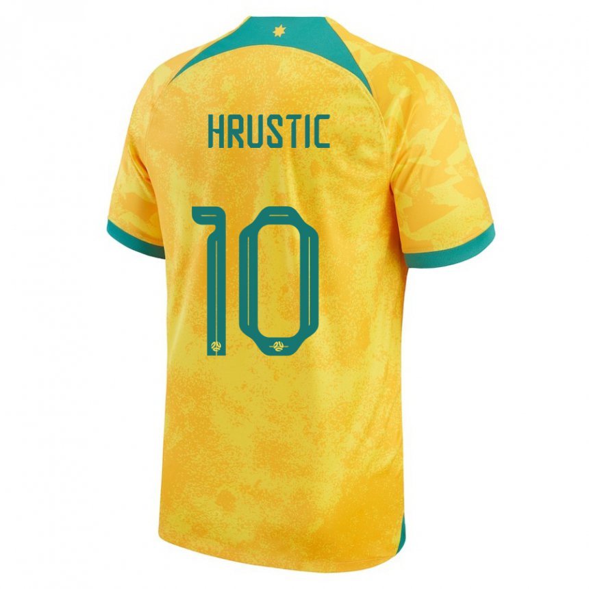 Niño Camiseta Australia Ajdin Hrustic #10 Dorado 1ª Equipación 22-24 La Camisa
