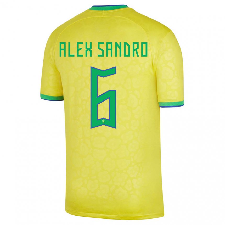 Niño Camiseta Brasil Alex Sandro #6 Amarillo 1ª Equipación 22-24 La Camisa
