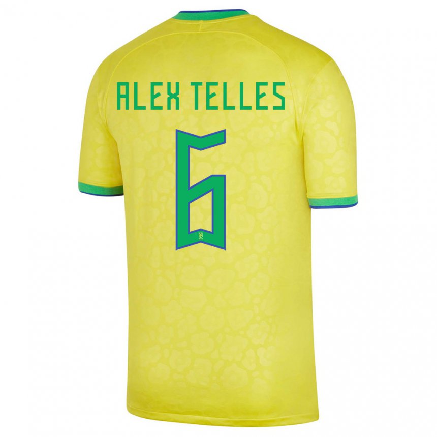Niño Camiseta Brasil Alex Telles #6 Amarillo 1ª Equipación 22-24 La Camisa