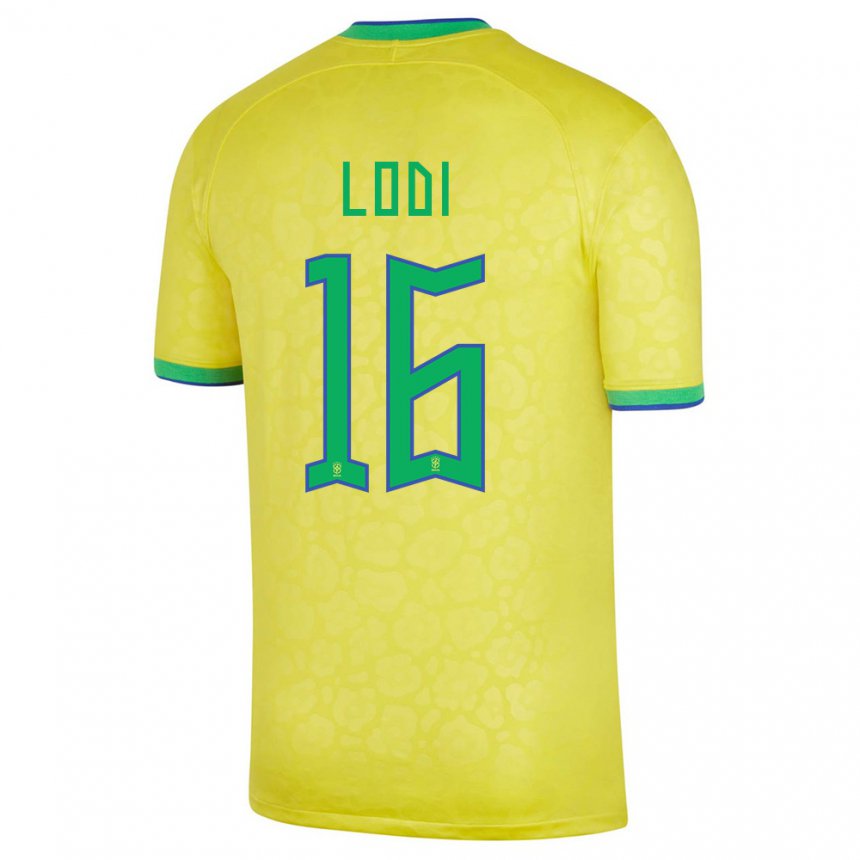 Niño Camiseta Brasil Renan Lodi #16 Amarillo 1ª Equipación 22-24 La Camisa