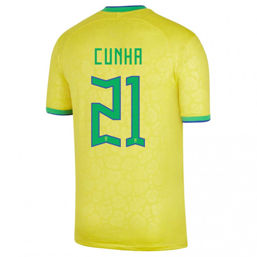 Niño Camiseta Brasil Matheus Cunha #21 Amarillo 1ª Equipación 22-24 La Camisa