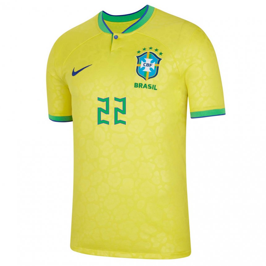 Niño Camiseta Brasil Bremer #22 Amarillo 1ª Equipación 22-24 La Camisa
