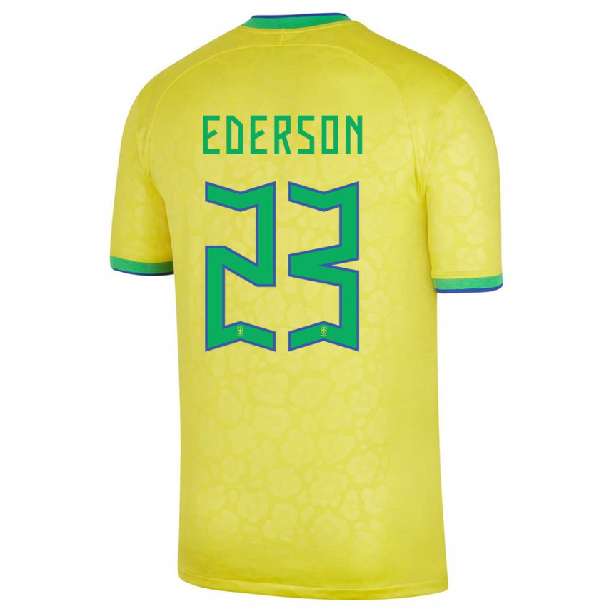Niño Camiseta Brasil Ederson #23 Amarillo 1ª Equipación 22-24 La Camisa