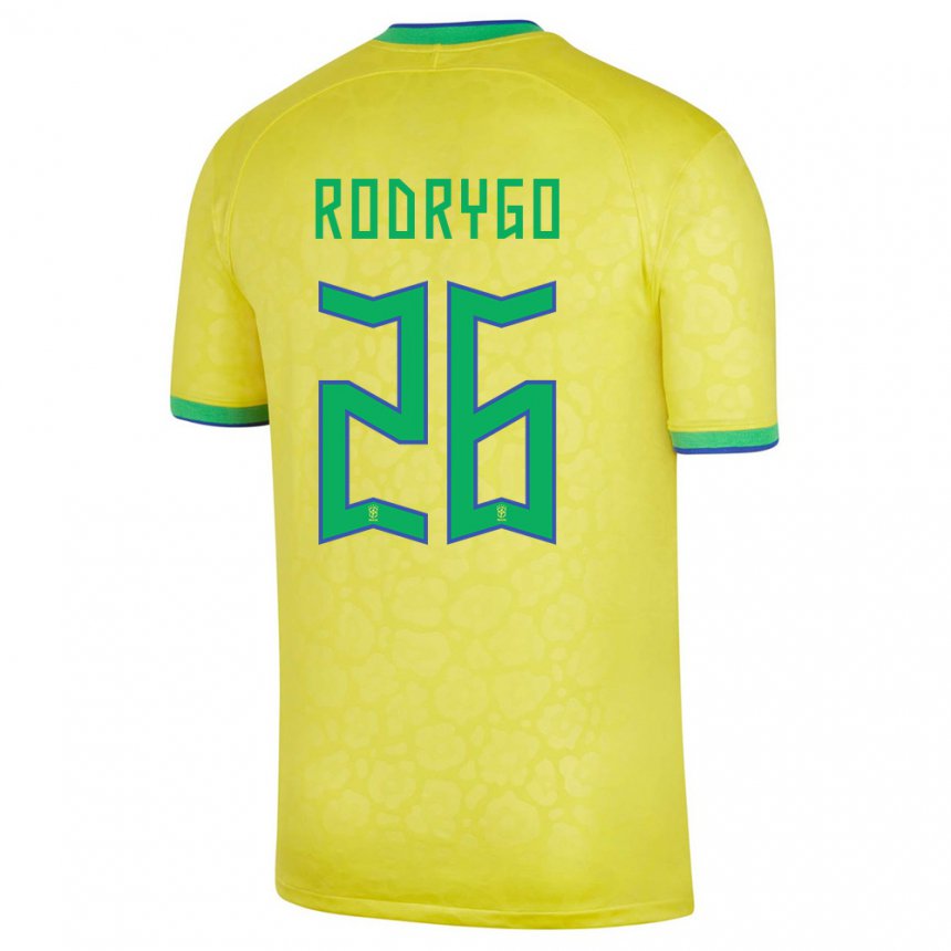 Niño Camiseta Brasil Rodrygo #26 Amarillo 1ª Equipación 22-24 La Camisa