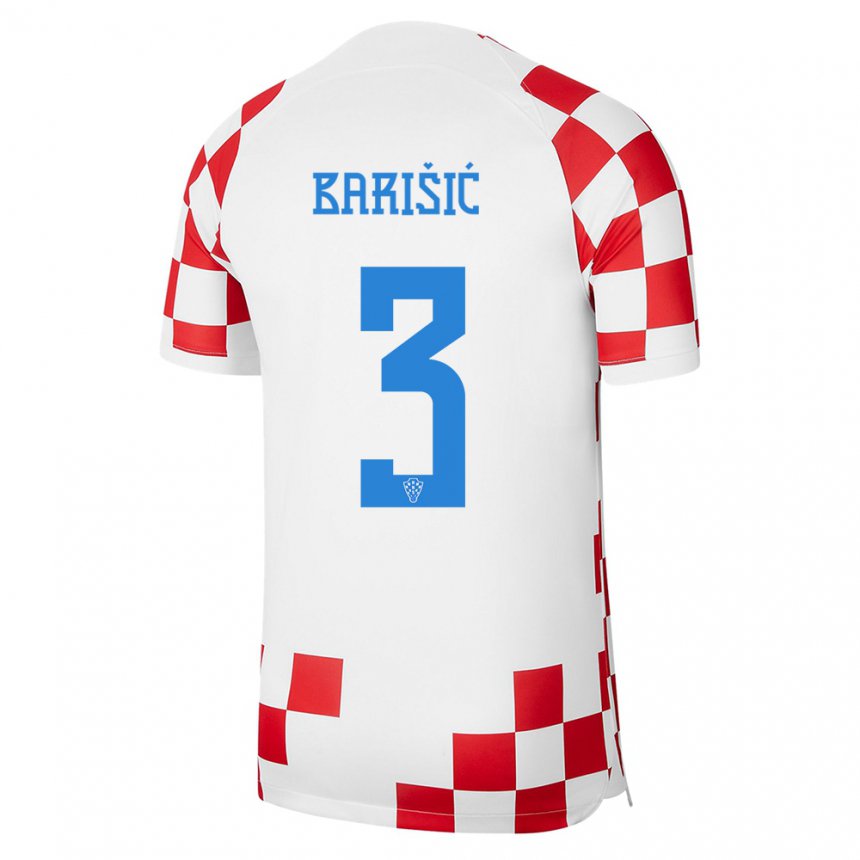 Niño Camiseta Croacia Borna Barisic #3 Rojo Blanco 1ª Equipación 22-24 La Camisa