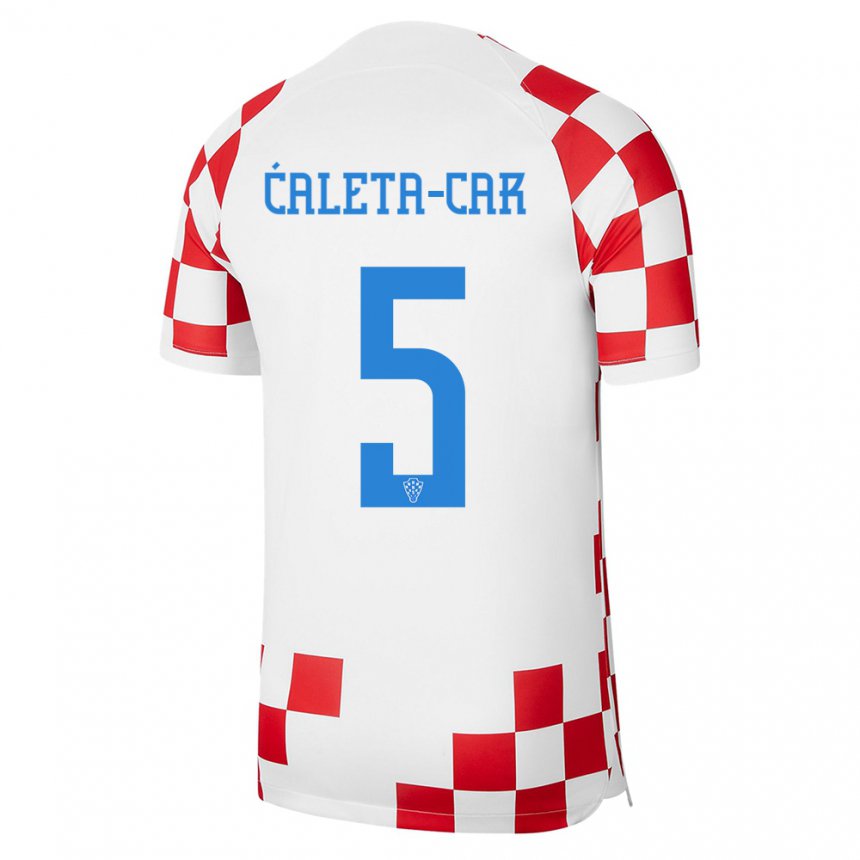 Niño Camiseta Croacia Duje Caleta Car #5 Rojo Blanco 1ª Equipación 22-24 La Camisa