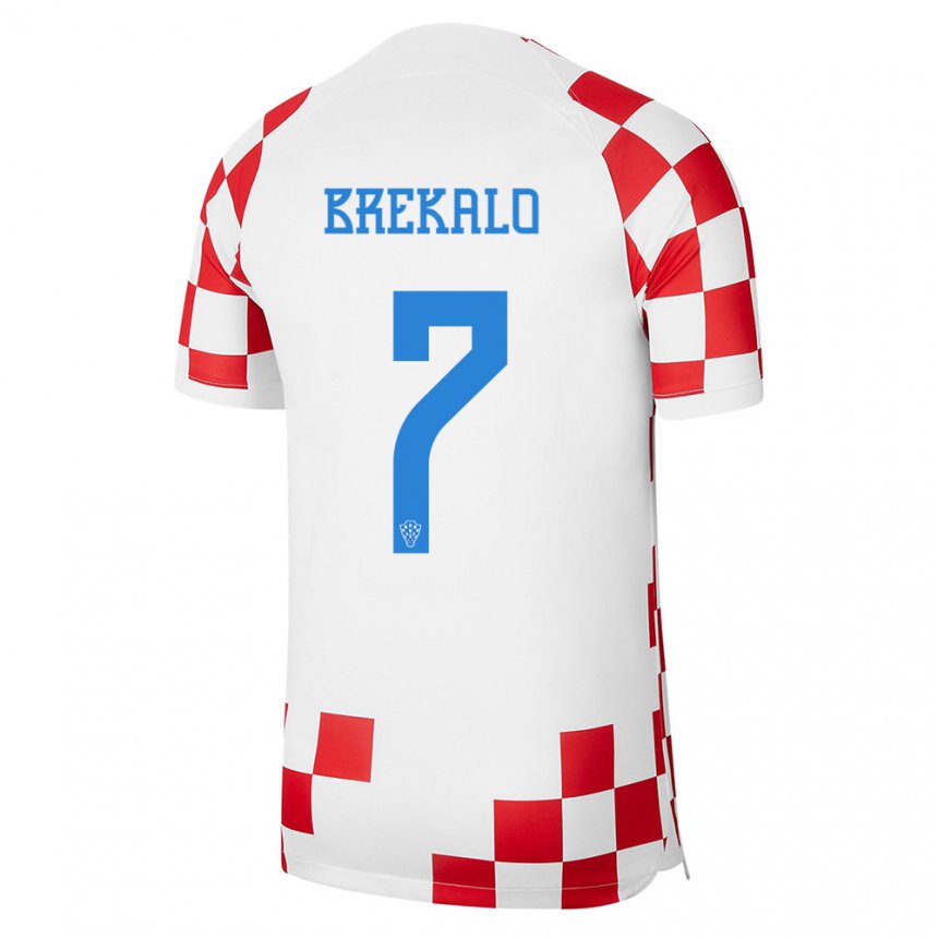 Niño Camiseta Croacia Josip Brekalo #7 Rojo Blanco 1ª Equipación 22-24 La Camisa