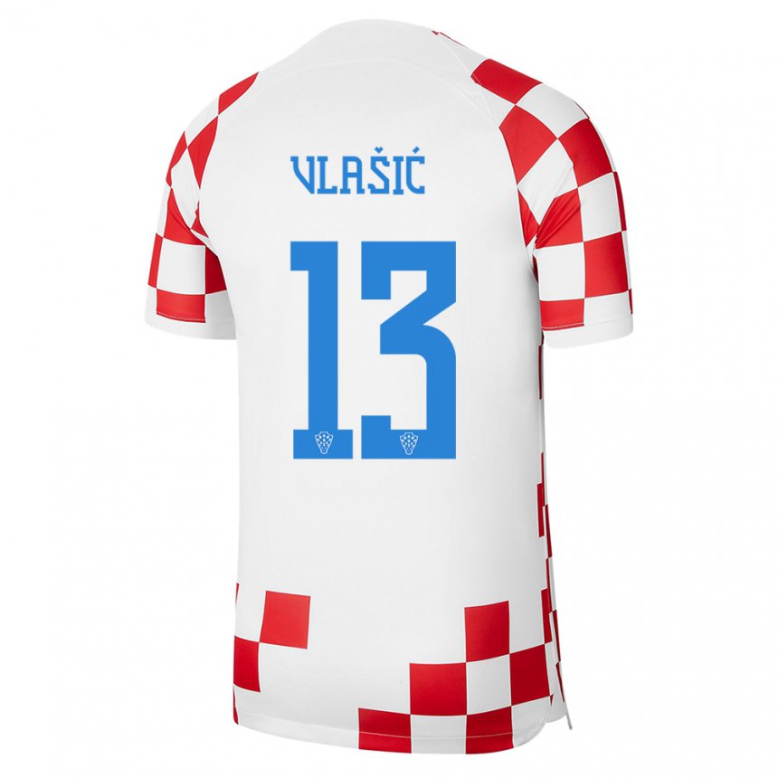 Niño Camiseta Croacia Nikola Vlasic #13 Rojo Blanco 1ª Equipación 22-24 La Camisa