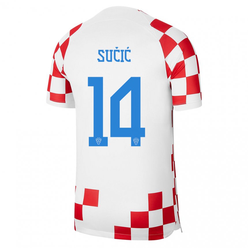 Niño Camiseta Croacia Luka Sucic #14 Rojo Blanco 1ª Equipación 22-24 La Camisa