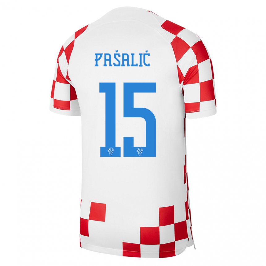 Niño Camiseta Croacia Mario Pasalic #15 Rojo Blanco 1ª Equipación 22-24 La Camisa