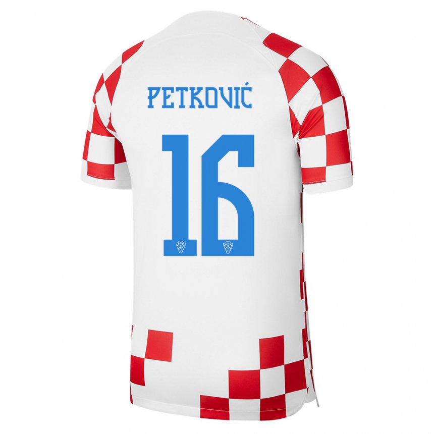 Niño Camiseta Croacia Bruno Petkovic #16 Rojo Blanco 1ª Equipación 22-24 La Camisa