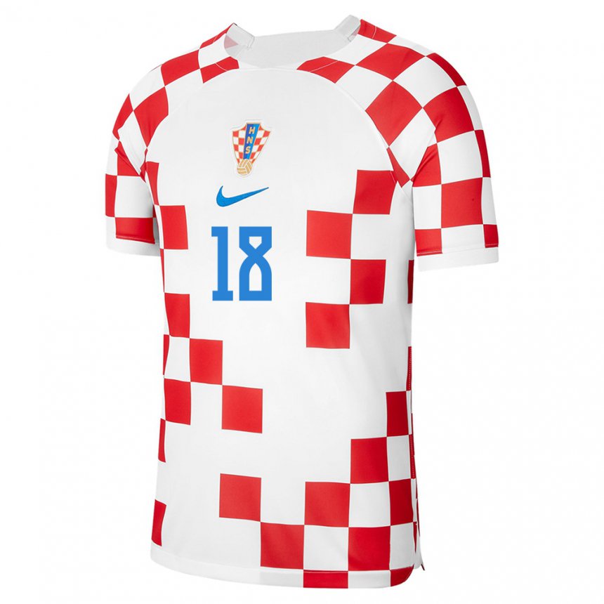 Niño Camiseta Croacia Mislav Orsic #18 Rojo Blanco 1ª Equipación 22-24 La Camisa