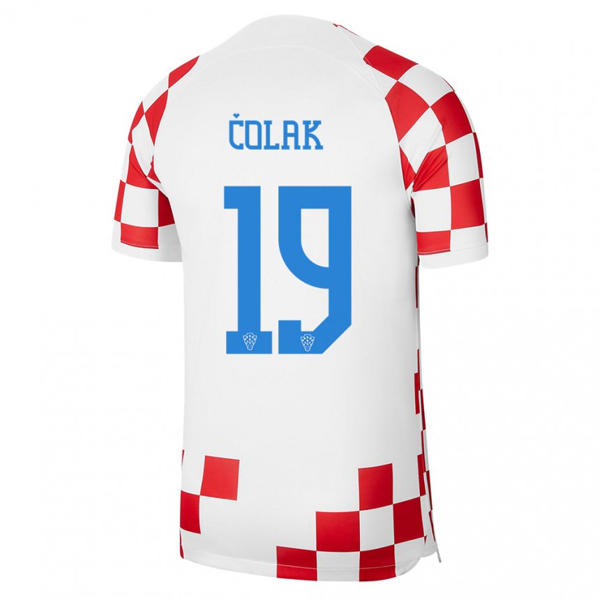 Niño Camiseta Croacia Antonio Colak #19 Rojo Blanco 1ª Equipación 22-24 La Camisa
