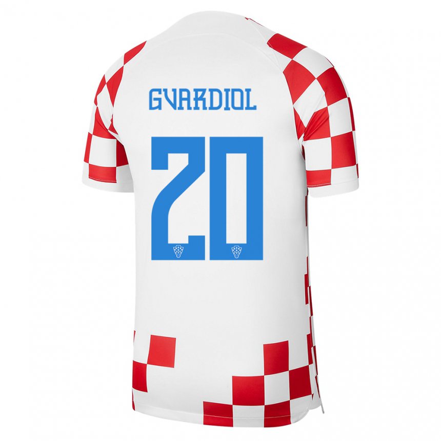 Niño Camiseta Croacia Josko Gvardiol #20 Rojo Blanco 1ª Equipación 22-24 La Camisa