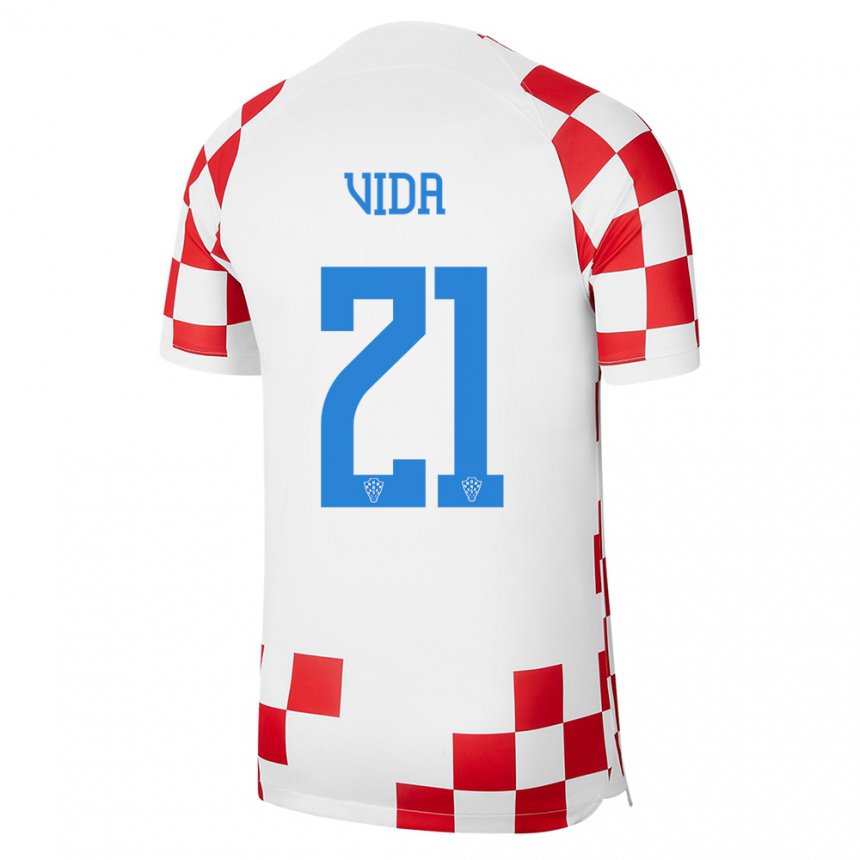 Niño Camiseta Croacia Domagoj Vida #21 Rojo Blanco 1ª Equipación 22-24 La Camisa