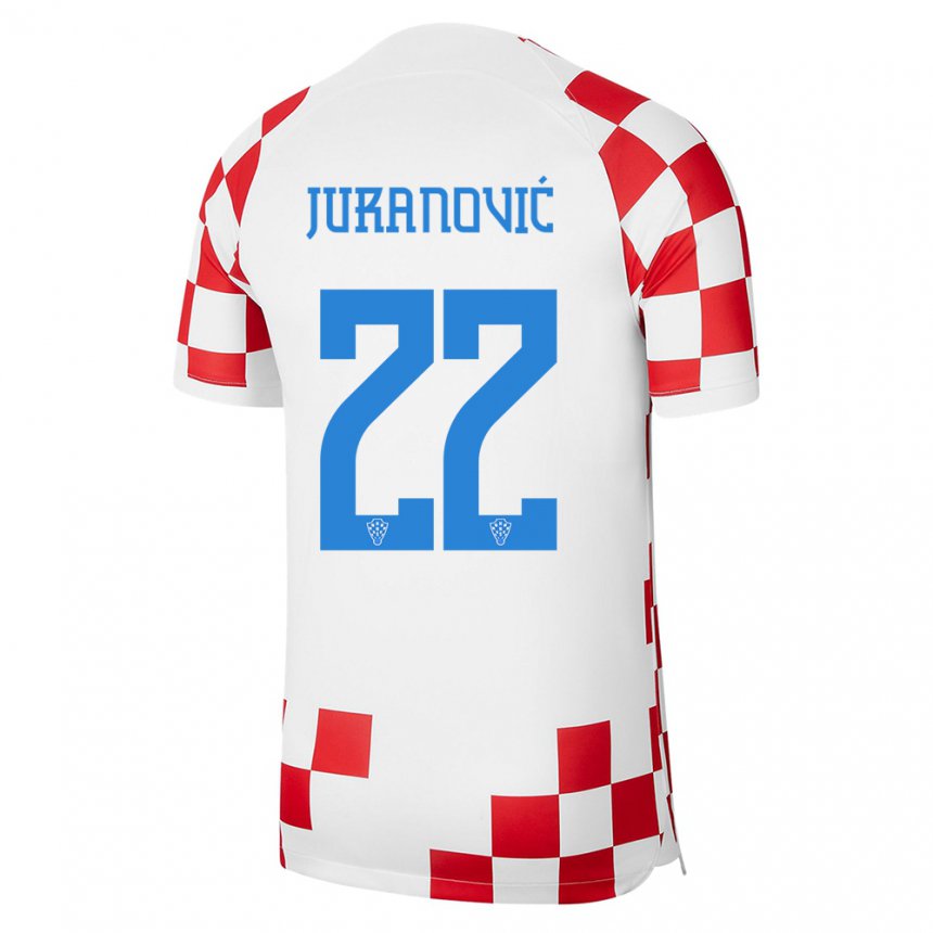 Niño Camiseta Croacia Josip Juranovic #22 Rojo Blanco 1ª Equipación 22-24 La Camisa