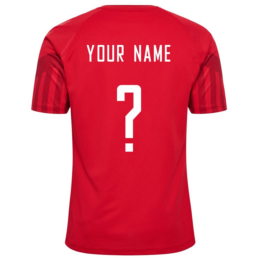 Niño Camiseta Dinamarca Su Nombre #0 Rojo 1ª Equipación 22-24 La Camisa