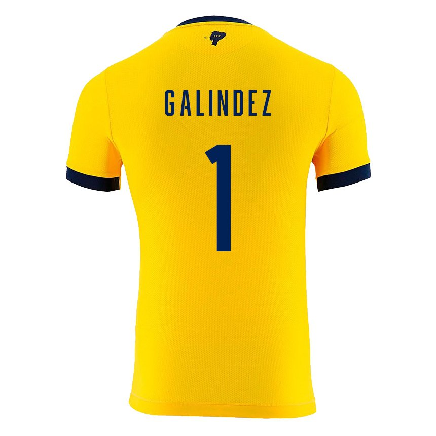 Niño Camiseta Ecuador Hernan Galindez #1 Amarillo 1ª Equipación 22-24 La Camisa
