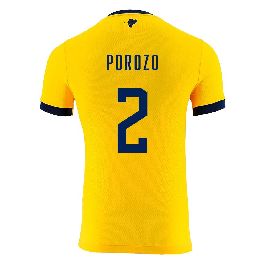 Niño Camiseta Ecuador Jackson Porozo #2 Amarillo 1ª Equipación 22-24 La Camisa