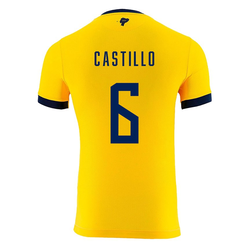 Niño Camiseta Ecuador Byron Castillo #6 Amarillo 1ª Equipación 22-24 La Camisa
