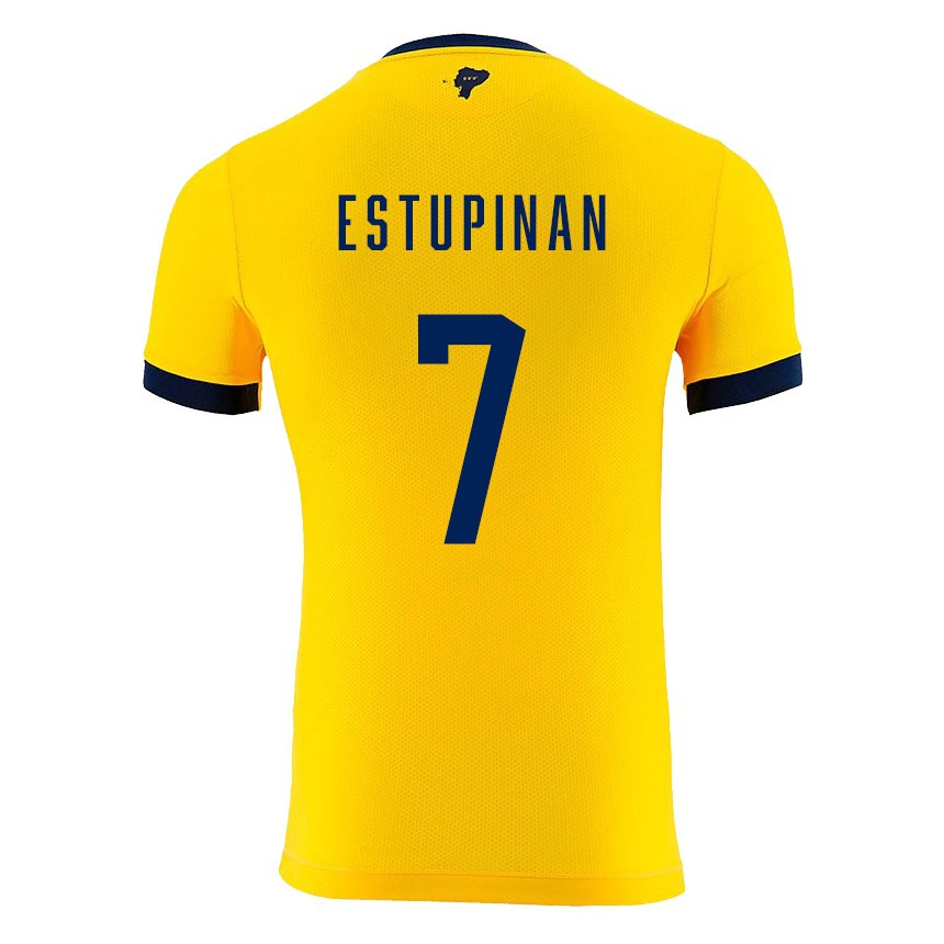 Niño Camiseta Ecuador Pervis Estupinan #7 Amarillo 1ª Equipación 22-24 La Camisa
