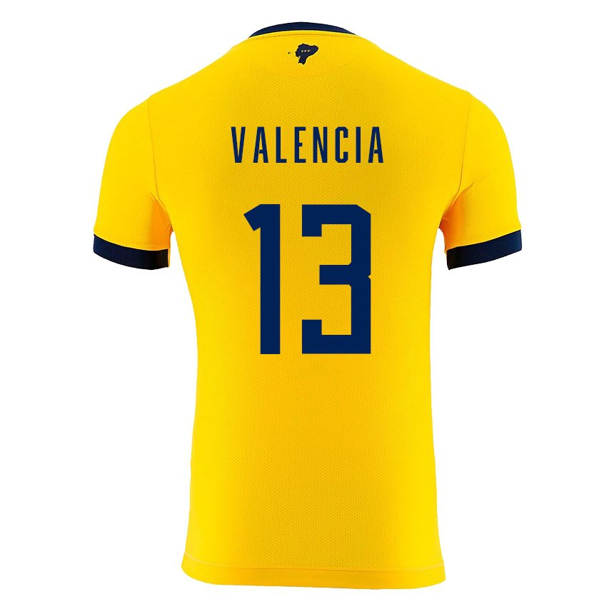 Niño Camiseta Ecuador Enner Valencia #13 Amarillo 1ª Equipación 22-24 La Camisa