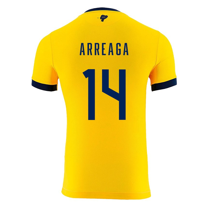 Niño Camiseta Ecuador Xavier Arreaga #14 Amarillo 1ª Equipación 22-24 La Camisa