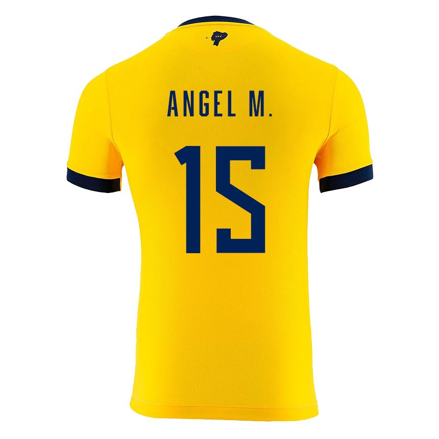 Niño Camiseta Ecuador Angel Mena #15 Amarillo 1ª Equipación 22-24 La Camisa