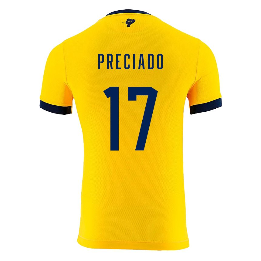 Niño Camiseta Ecuador Angelo Preciado #17 Amarillo 1ª Equipación 22-24 La Camisa