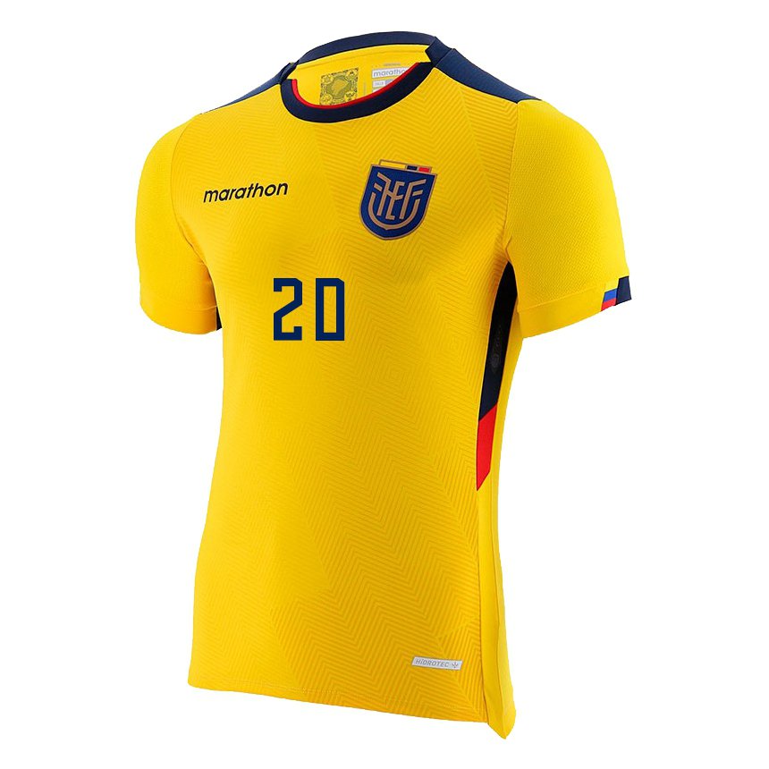 Niño Camiseta Ecuador Jhegson Mendez #20 Amarillo 1ª Equipación 22-24 La Camisa