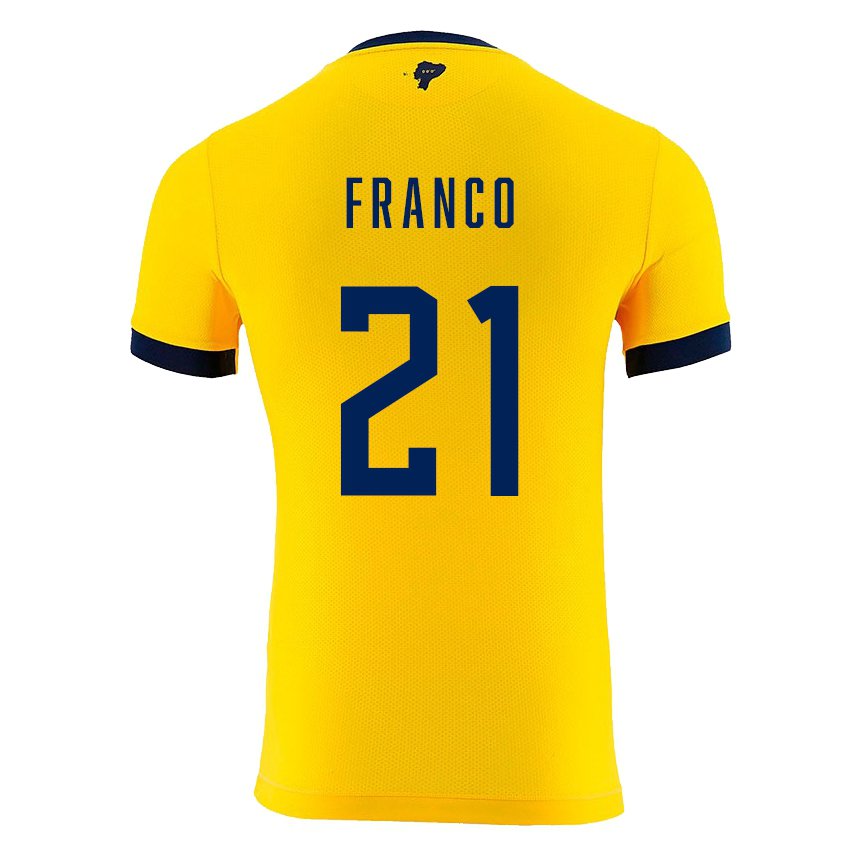 Niño Camiseta Ecuador Alan Franco #21 Amarillo 1ª Equipación 22-24 La Camisa