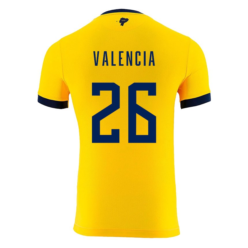 Niño Camiseta Ecuador Anthony Valencia #26 Amarillo 1ª Equipación 22-24 La Camisa