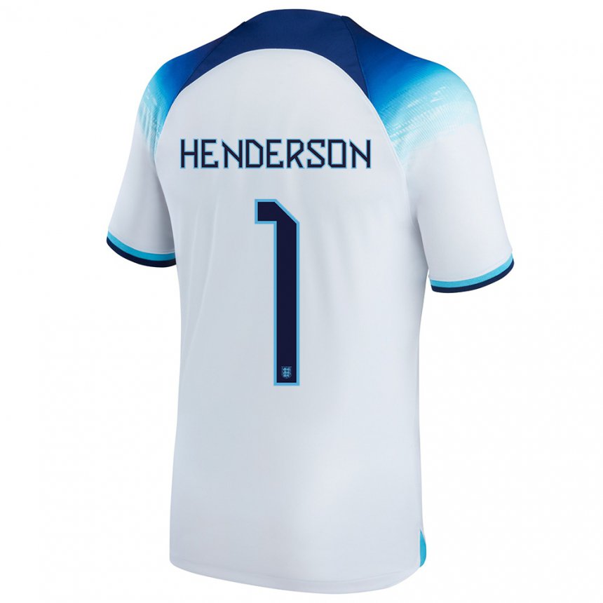 Niño Camiseta Inglaterra Dean Henderson #1 Blanco Azul 1ª Equipación 22-24 La Camisa