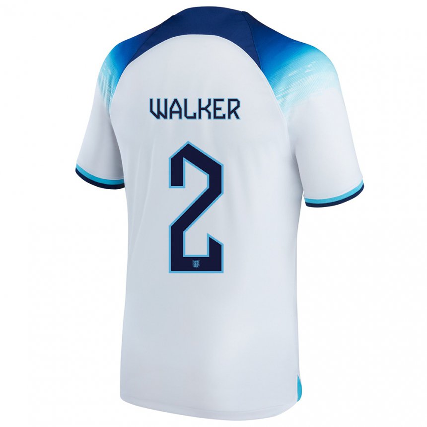 Niño Camiseta Inglaterra Kyle Walker #2 Blanco Azul 1ª Equipación 22-24 La Camisa