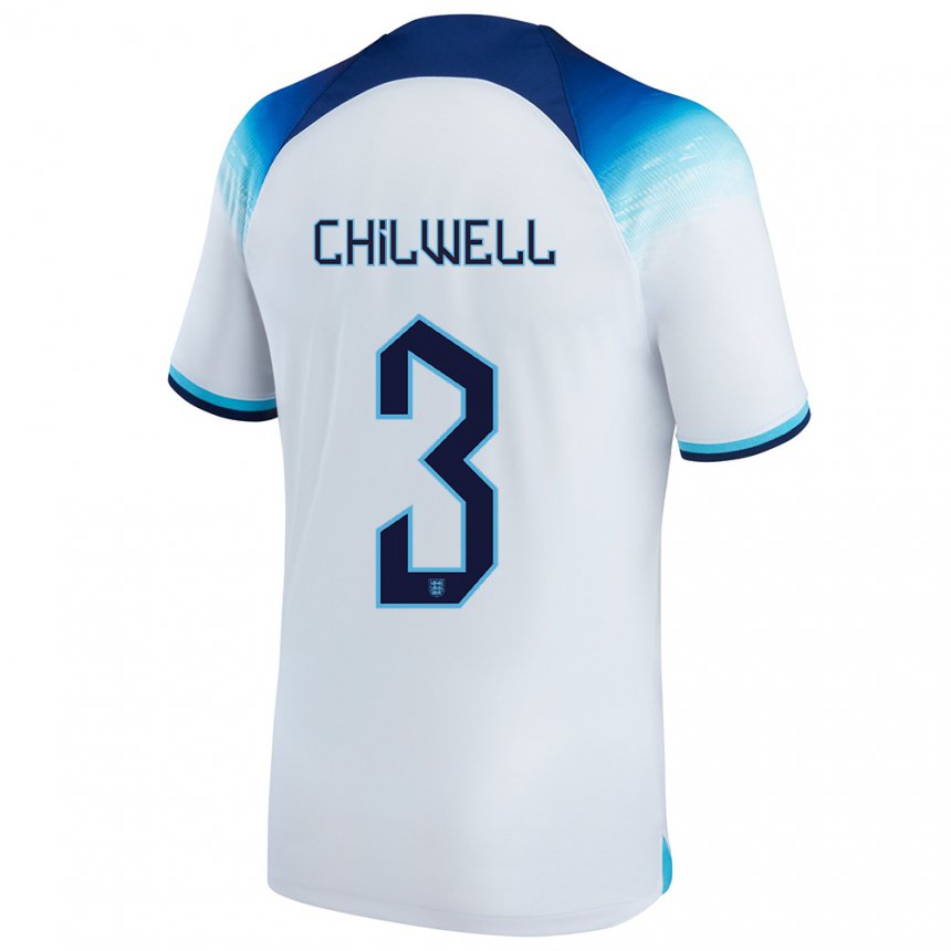 Niño Camiseta Inglaterra Ben Chilwell #3 Blanco Azul 1ª Equipación 22-24 La Camisa