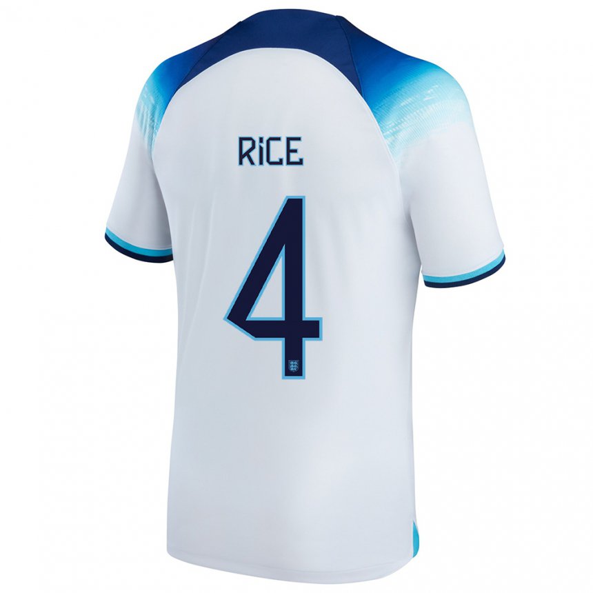 Niño Camiseta Inglaterra Declan Rice #4 Blanco Azul 1ª Equipación 22-24 La Camisa